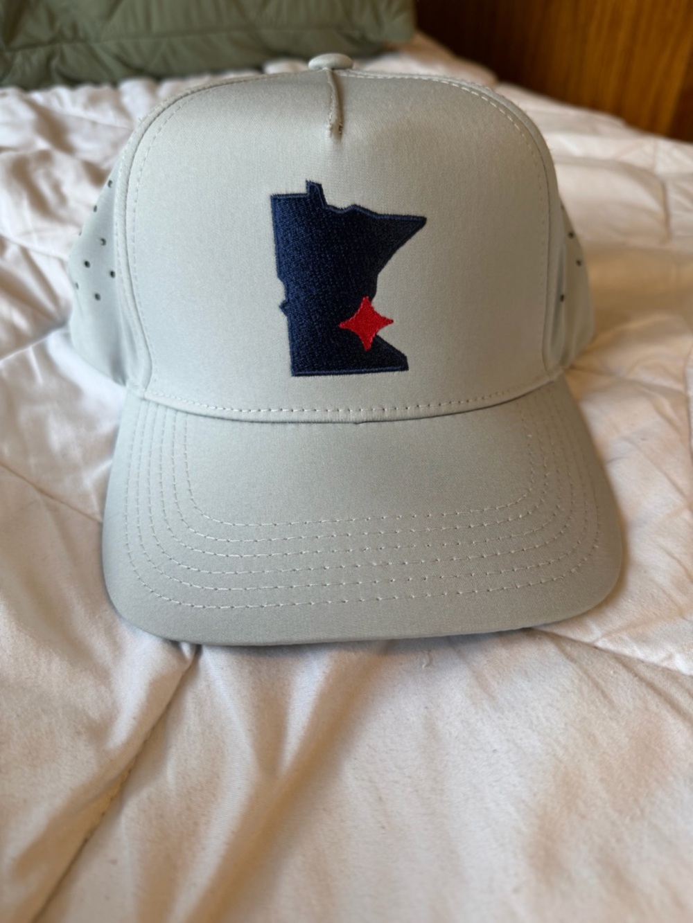 MLB Minnesota State Patch Cap in Light Gray with Navy and Red